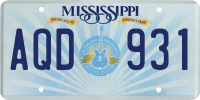 MS license plate AQD931