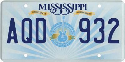 MS license plate AQD932