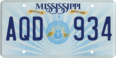 MS license plate AQD934