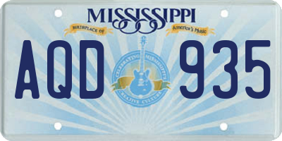 MS license plate AQD935