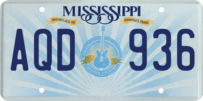 MS license plate AQD936