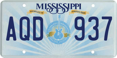 MS license plate AQD937