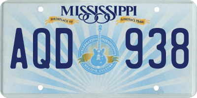 MS license plate AQD938
