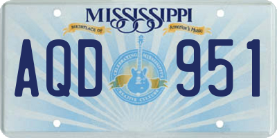 MS license plate AQD951