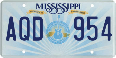 MS license plate AQD954