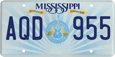 MS license plate AQD955