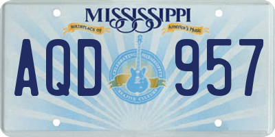 MS license plate AQD957