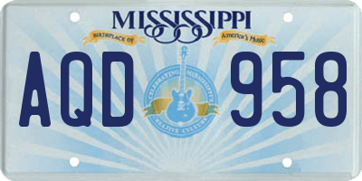MS license plate AQD958