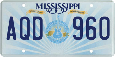 MS license plate AQD960
