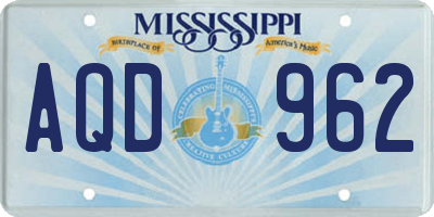 MS license plate AQD962