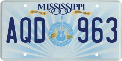 MS license plate AQD963