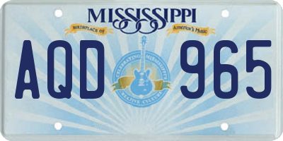 MS license plate AQD965