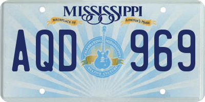 MS license plate AQD969