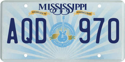 MS license plate AQD970