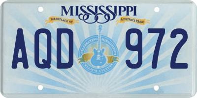 MS license plate AQD972