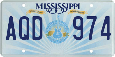 MS license plate AQD974