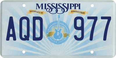 MS license plate AQD977