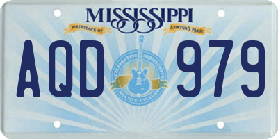 MS license plate AQD979