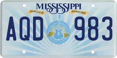 MS license plate AQD983