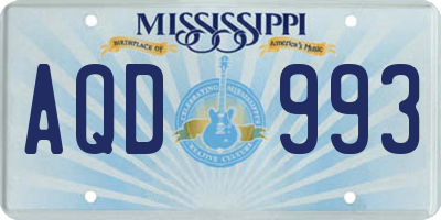 MS license plate AQD993