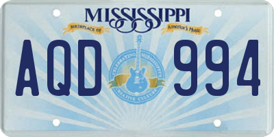 MS license plate AQD994