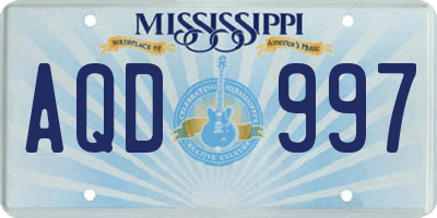 MS license plate AQD997