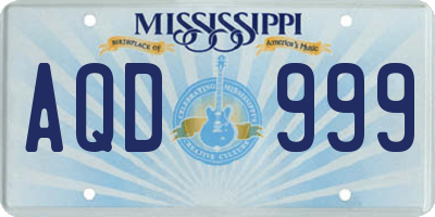 MS license plate AQD999