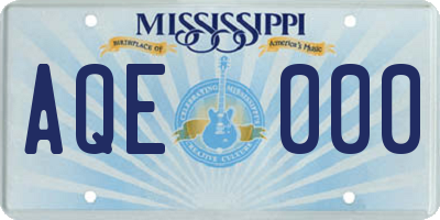MS license plate AQE000