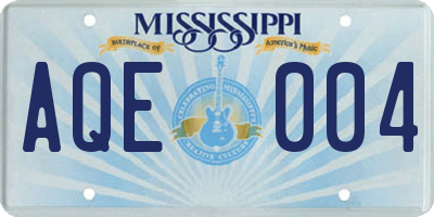 MS license plate AQE004