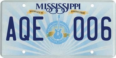 MS license plate AQE006
