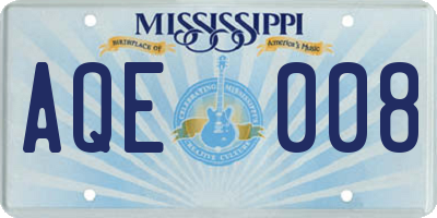 MS license plate AQE008