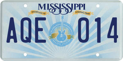 MS license plate AQE014