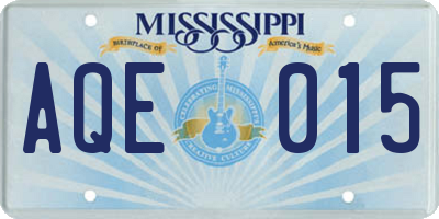 MS license plate AQE015