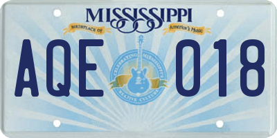 MS license plate AQE018