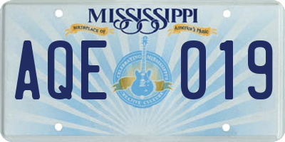 MS license plate AQE019