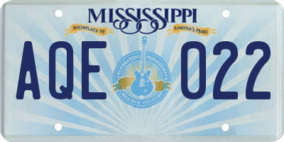 MS license plate AQE022