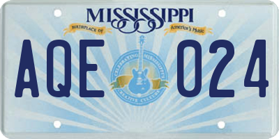 MS license plate AQE024