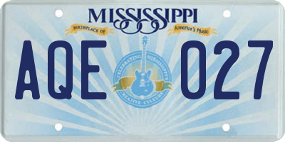 MS license plate AQE027