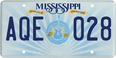 MS license plate AQE028