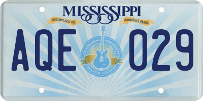 MS license plate AQE029