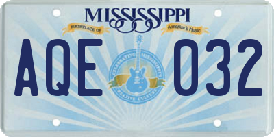 MS license plate AQE032