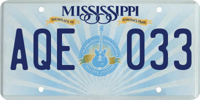 MS license plate AQE033