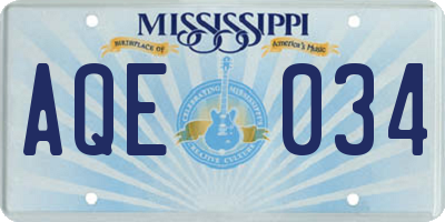 MS license plate AQE034