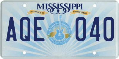 MS license plate AQE040