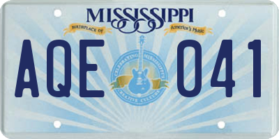 MS license plate AQE041