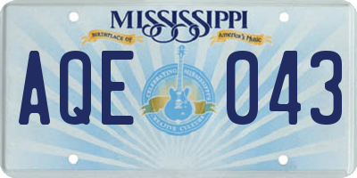 MS license plate AQE043
