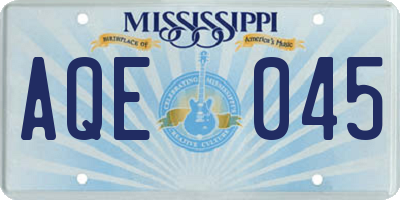 MS license plate AQE045