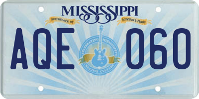 MS license plate AQE060