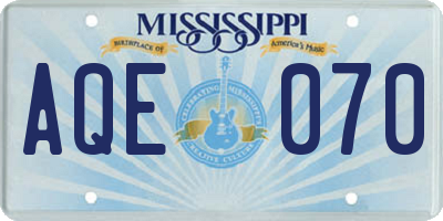 MS license plate AQE070