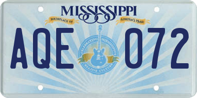 MS license plate AQE072
